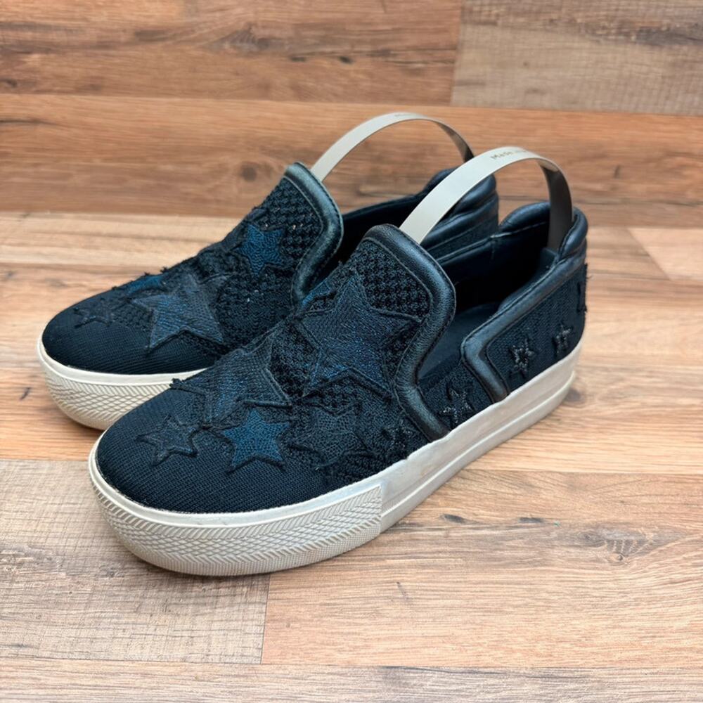 Ash Jeday  size Eu38 7.5 Black Star Patchwork Slip On Platform Sneakers Shoes